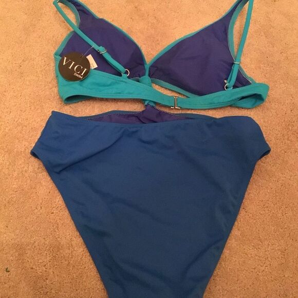 NWT Vici Teal and Royal Blue Cutout One Piece - Picture 3 of 4